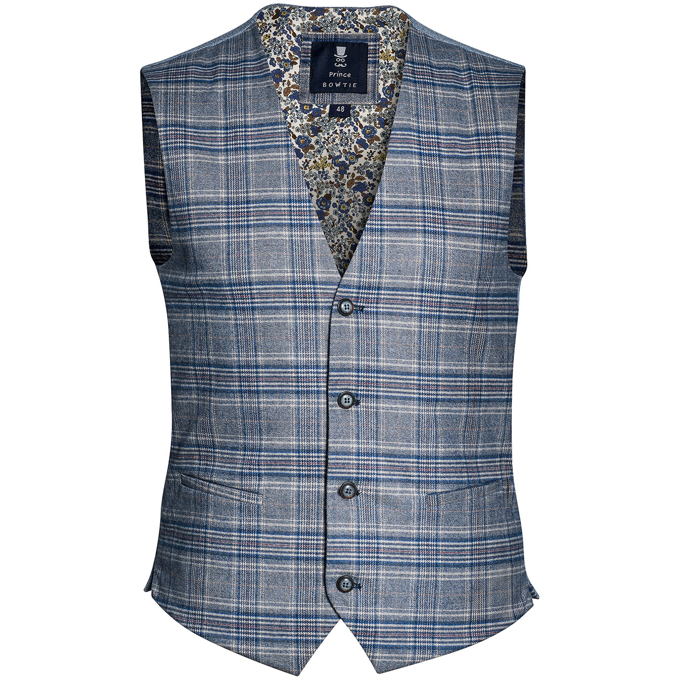 Prince Bowtie Anzugweste im Vintage Karo - Blau