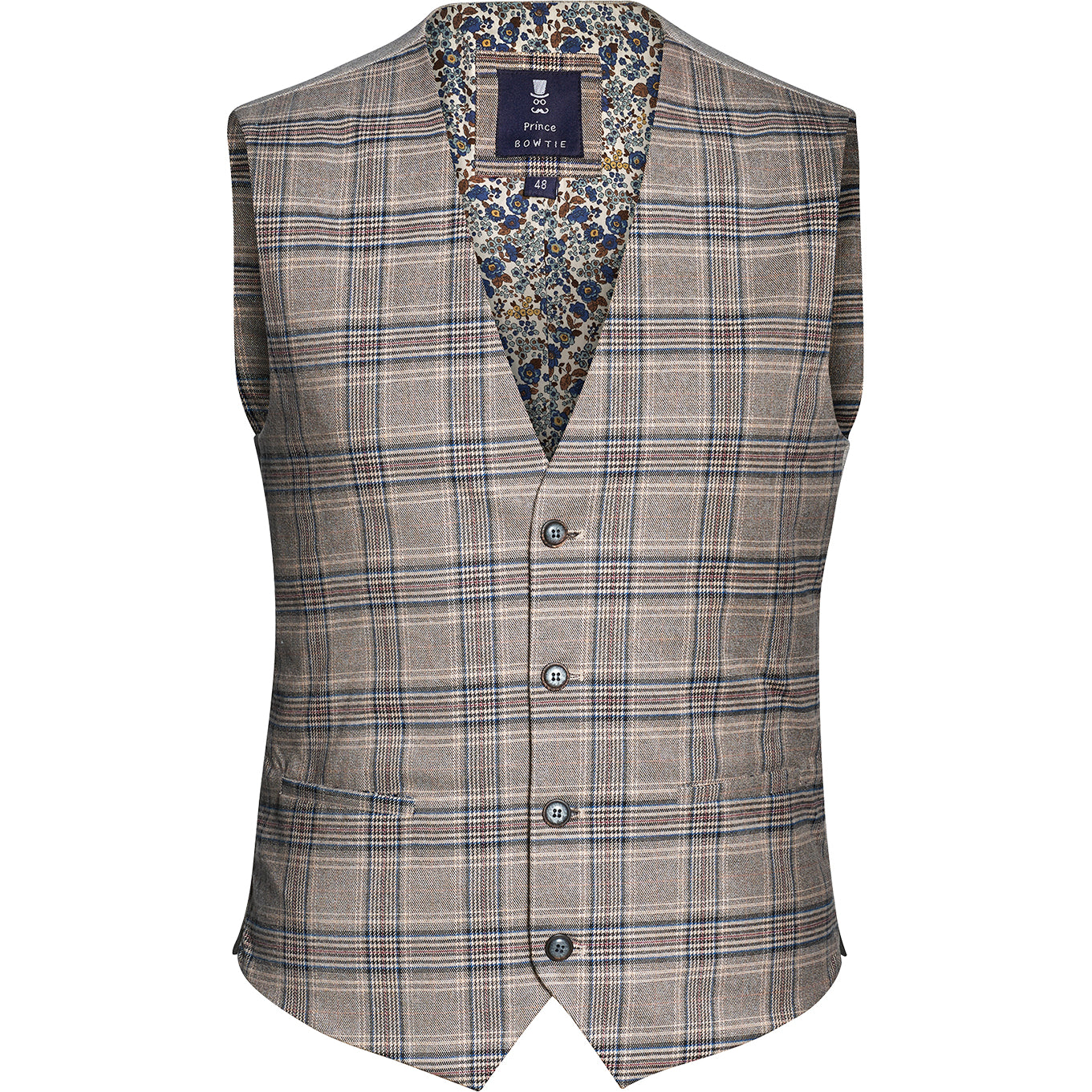Prince Bowtie Anzugweste im Vintage Karo - Beige
