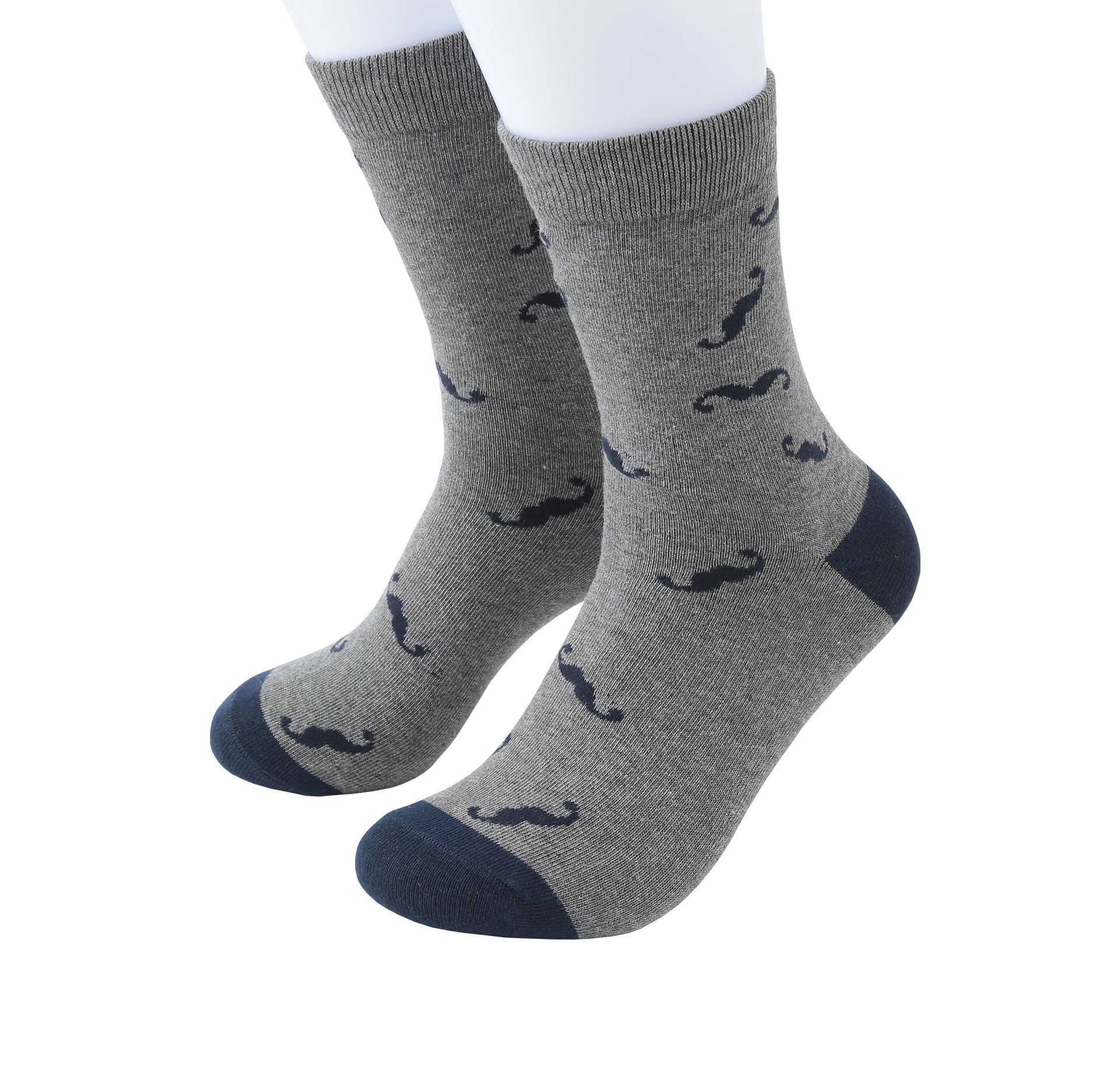 Prince Bowtie Herren Socken im Moustache-Design - Socken am Fuß - Grau