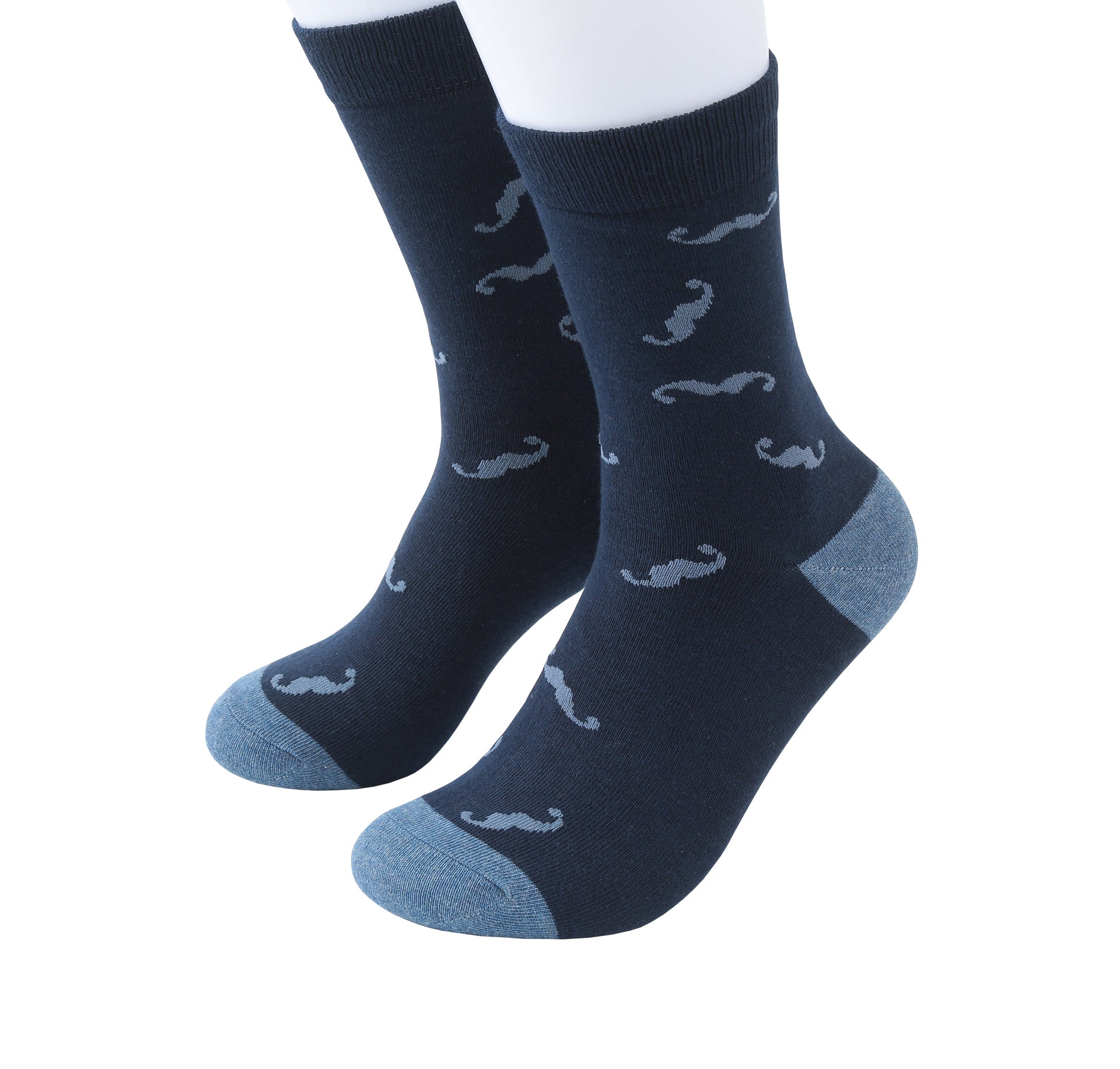 Prince Bowtie Herren Socken im Moustache-Design - Socken am Fuß - Marine