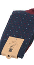 Prince Bowtie Herren Socken im Punkt-Design - Verpackung mit Größenangabe - Marine