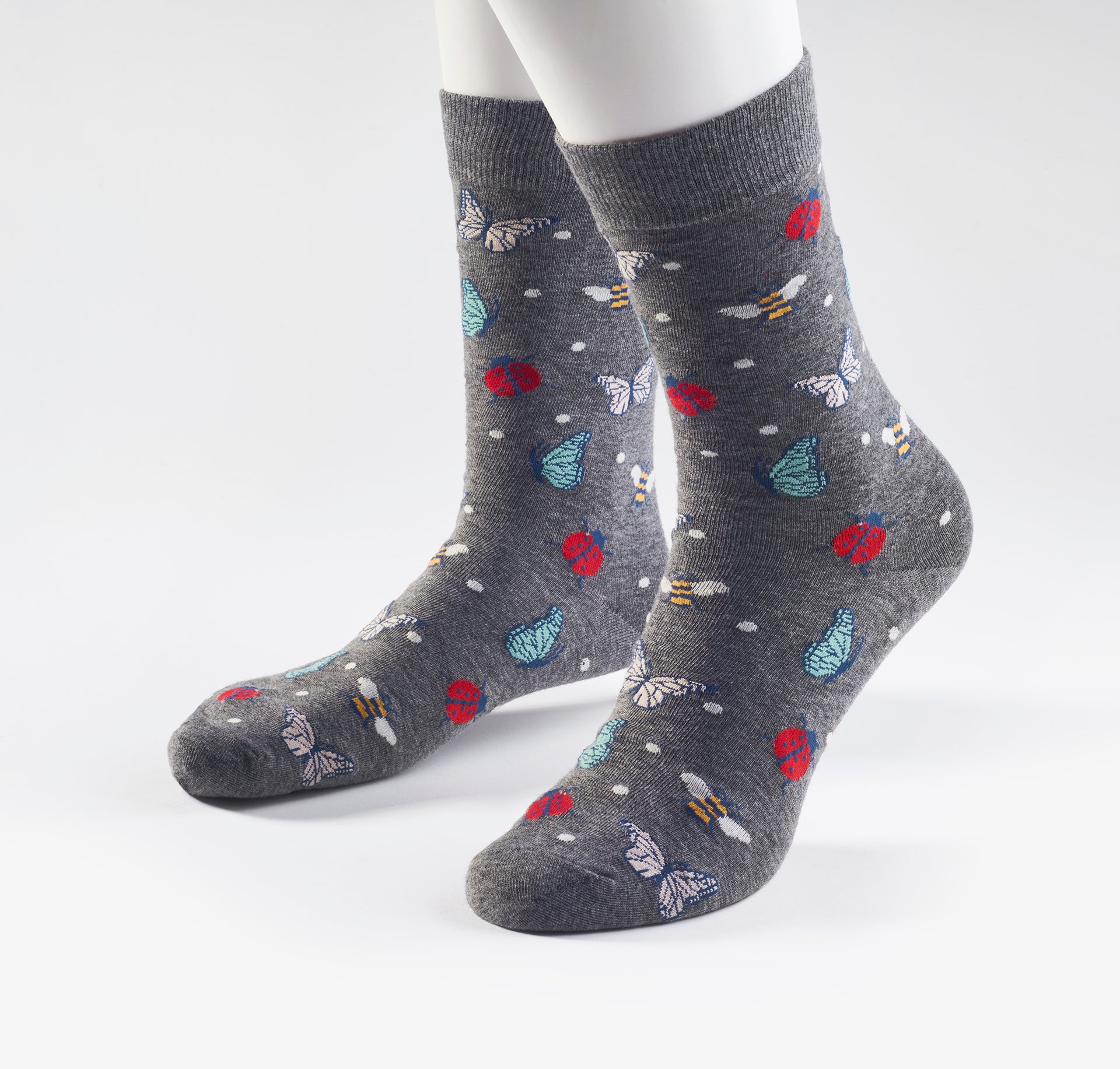 Prince Bowtie Herren Socken im Fantasie-Design - Socken am Fuß - Grau