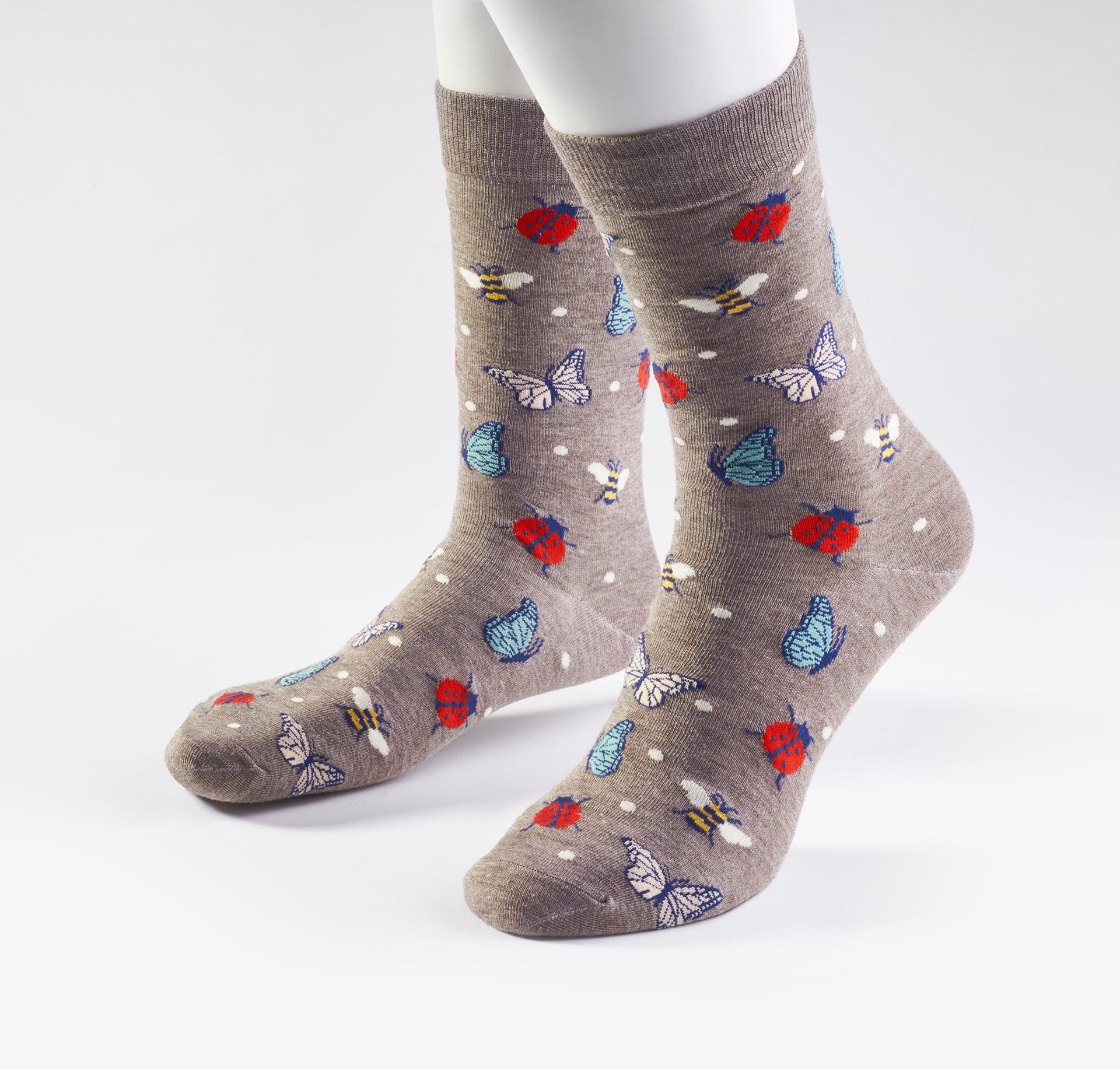 Prince Bowtie Herren Socken im Fantasie-Design - Socken am Fuß - Beige