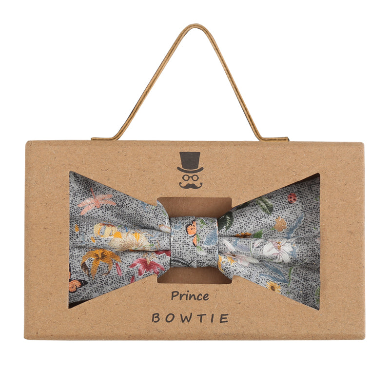 Prince Bowtie Fliege mit floralem Druck - Box - Grau