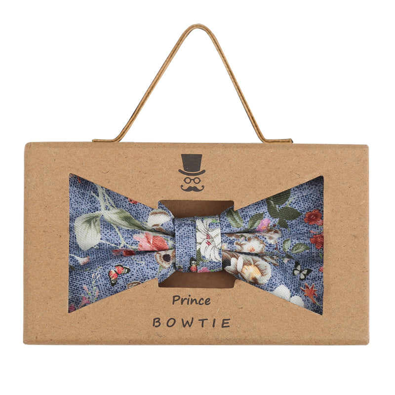 Prince Bowtie Fliege mit floralem Druck - Box - Blau
