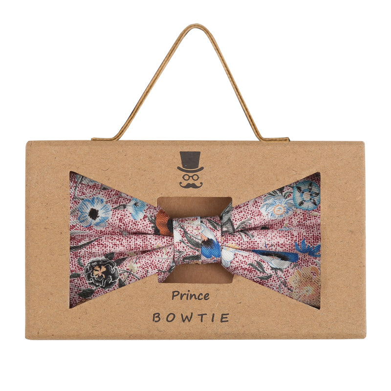 Prince Bowtie Fliege mit floralem Druck - Box - Altrosa