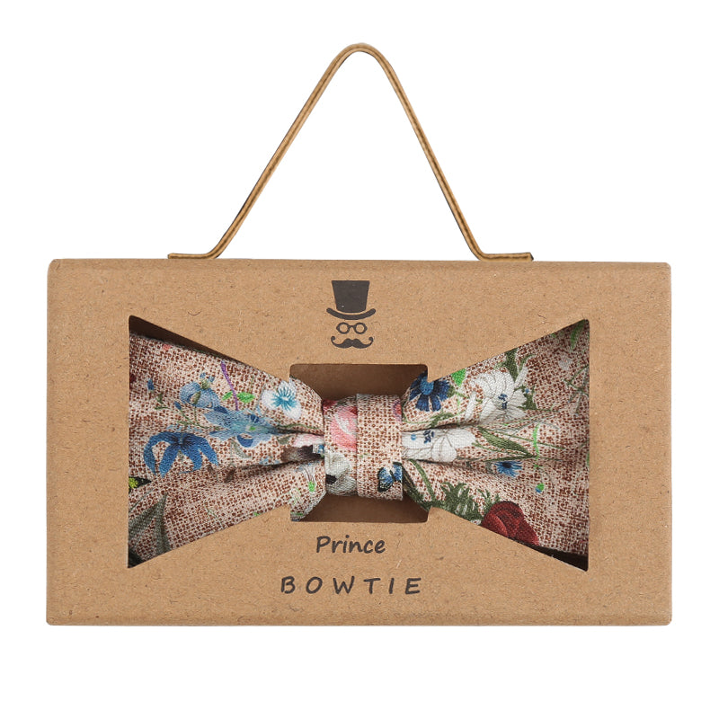 Prince Bowtie Fliege mit floralem Druck - Box - Beige