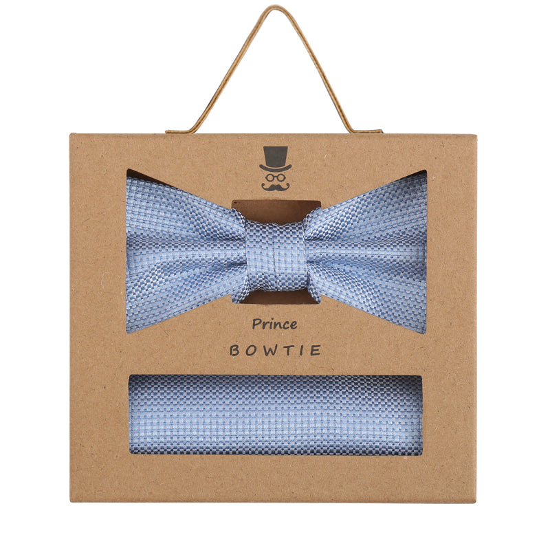 Prince Bowtie Set Fliege + Tuch im Micro-Design - Box - Hellblau