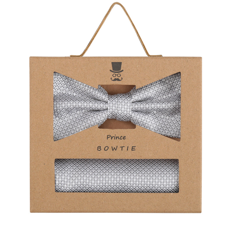 Prince Bowtie Set Fliege + Tuch im Micro-Design - Box - Silber