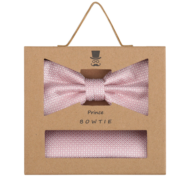 Prince Bowtie Set Fliege + Tuch im Micro-Design - Box - Rosé