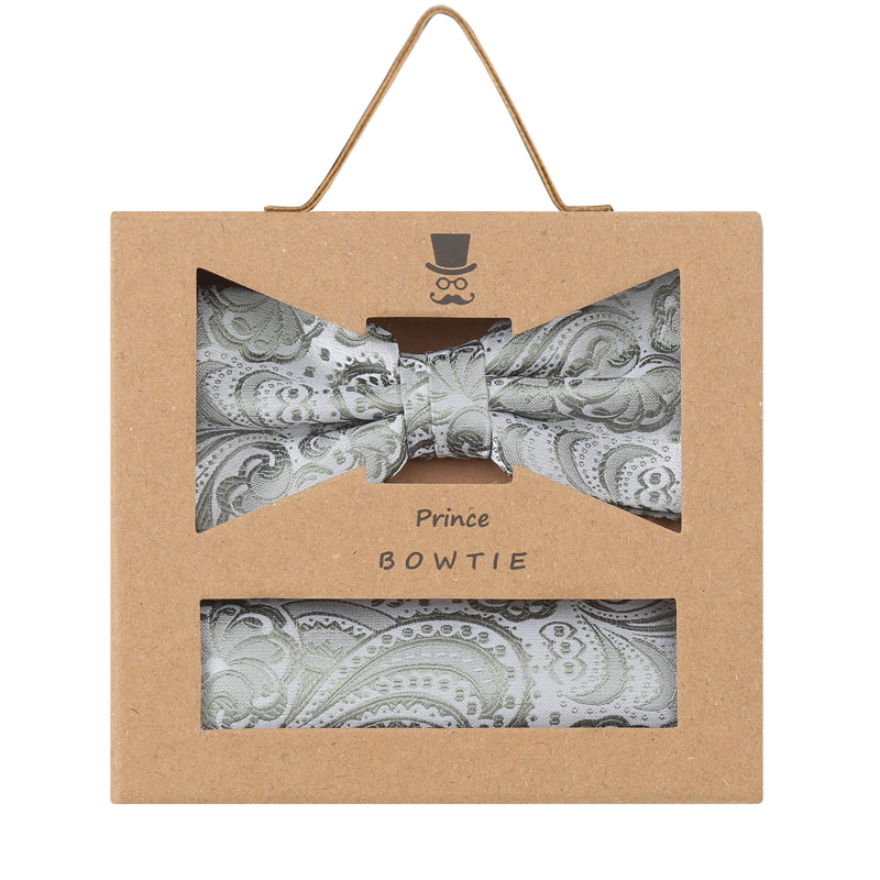 Prince Bowtie Set Fliege + Tuch im Paisley-Design - Box - Mint