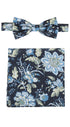 Prince Bowtie Set Fliege + Tuch im Floral-Design - Marine