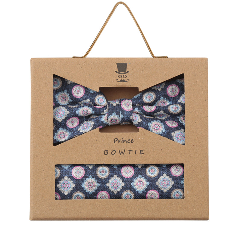Prince Bowtie Set Fliege + Tuch Medallion - Box - Dunkelblau