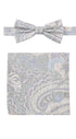 Prince Bowtie Set Fliege + Tuch Paisley - Hellgrau