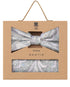 Prince Bowtie Set Fliege + Tuch Paisley - Box - Hellgrau