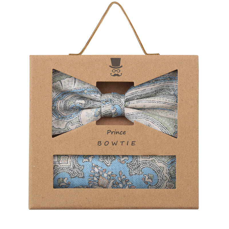 Prince Bowtie Set Fliege + Tuch Paisley - Box - Mint