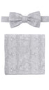 Prince Bowtie Set Fliege + Tuch Paisley - 100% Seide - Hellgrau