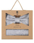 Prince Bowtie Set Fliege + Tuch Paisley - 100% Seide - Box - Hellgrau