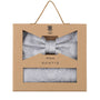 Prince Bowtie Set Fliege + Tuch Paisley - 100% Seide - Box - Hellgrau