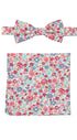 Prince Bowtie Set Fliege + Tuch Flower - 100% Baumwolle - Koralle