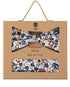 Prince Bowtie Set Fliege + Tuch Flower - 100% Baumwolle - Box - Blau