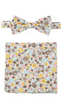 Prince Bowtie Set Fliege + Tuch Flower - 100% Baumwolle - Beige