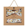 Prince Bowtie Set Fliege + Tuch Flower - 100% Baumwolle - Box - Beige