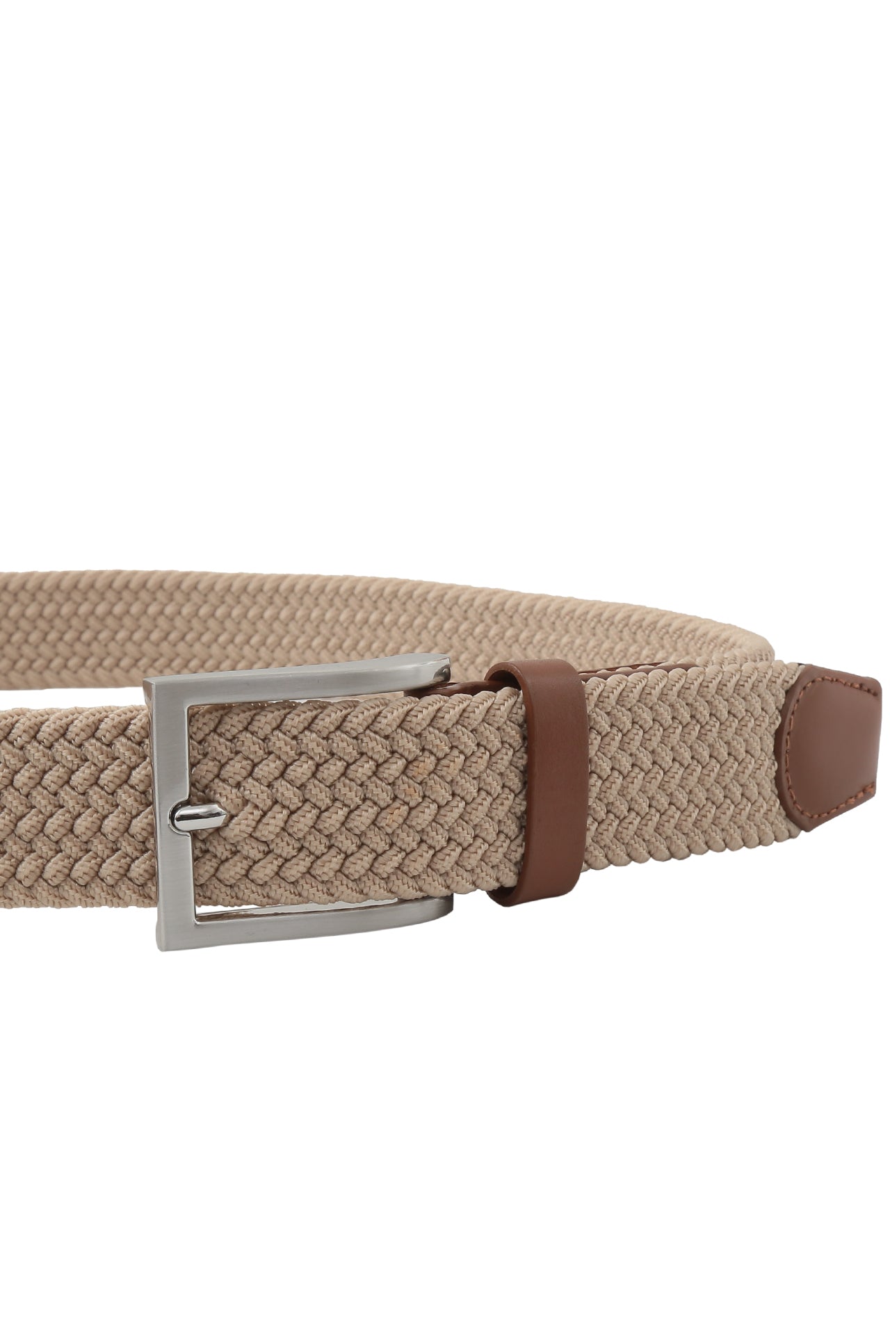 Gürtel beige - Flechtgürtel Stretchband