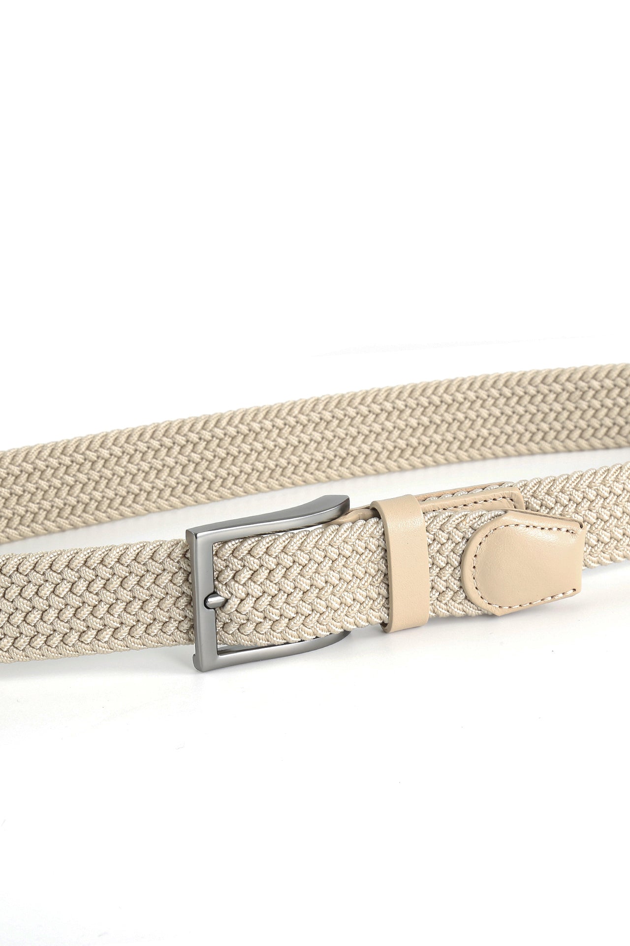 Gürtel beige meliert - Flechtgürtel Stretchband