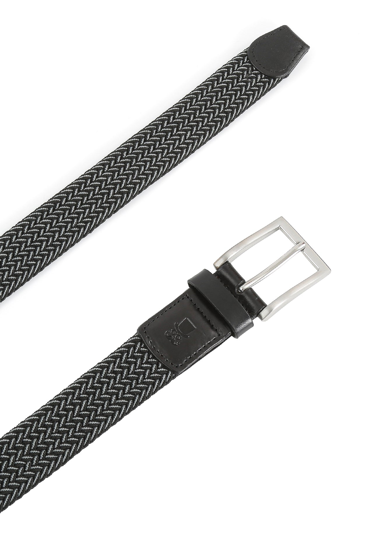 Prince Bowtie Flechtgürtel Stretchband - Gürtel geöffnet im Detail - Schwarz meliert