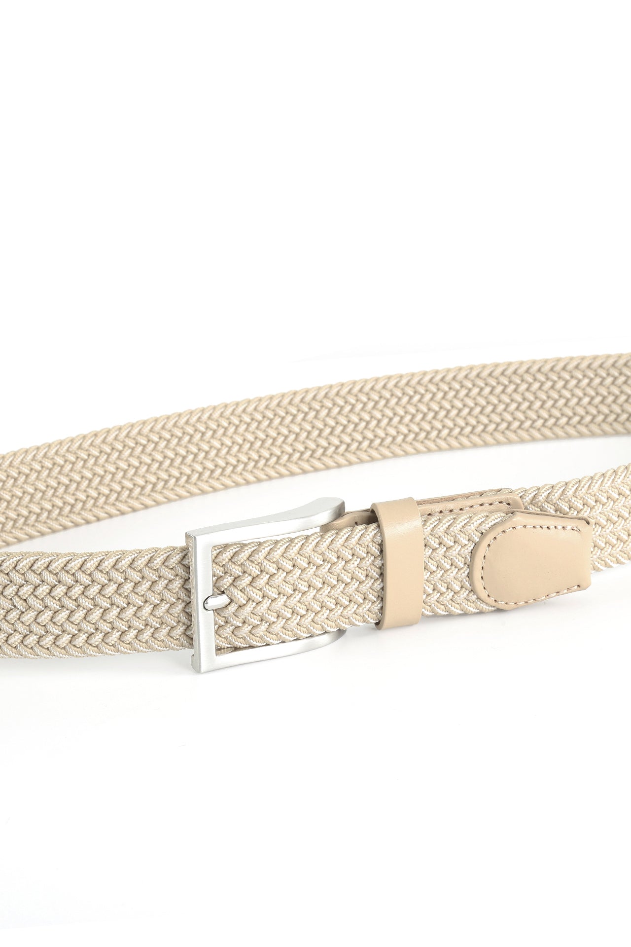 Gürtel beige - Flechtgürtel Stretchband