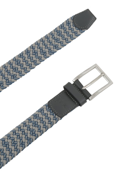 Gürtel grau blau - Flechtgürtel Stretchband