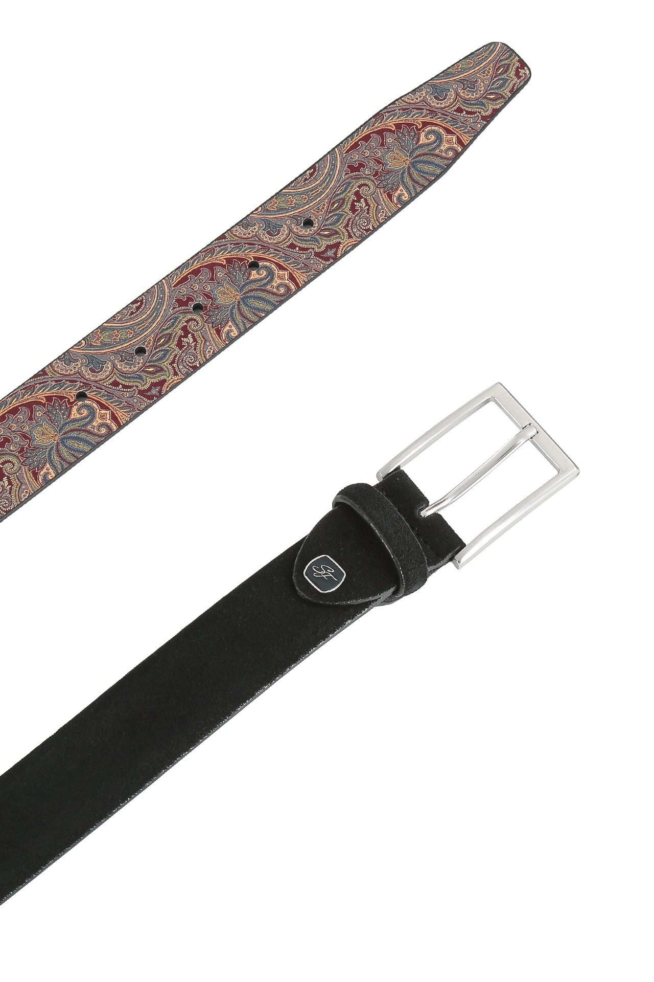 Se‪idenfalter Veloursleder Gürtel - Gürtel geöffnet im Detail - Schwarz