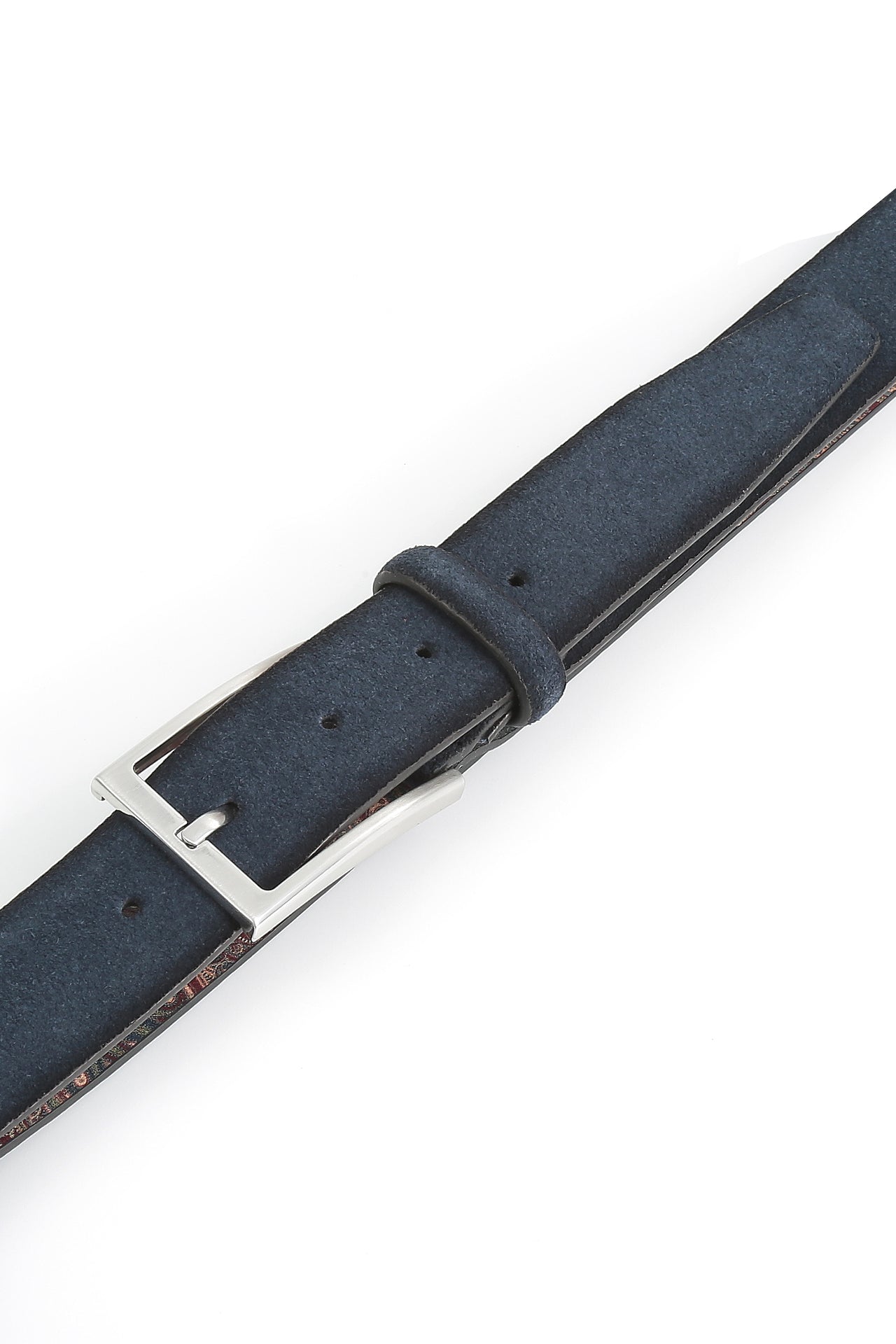 Se‪idenfalter Veloursleder Gürtel - Gürtel geschlossen im Detail - Dunkelblau