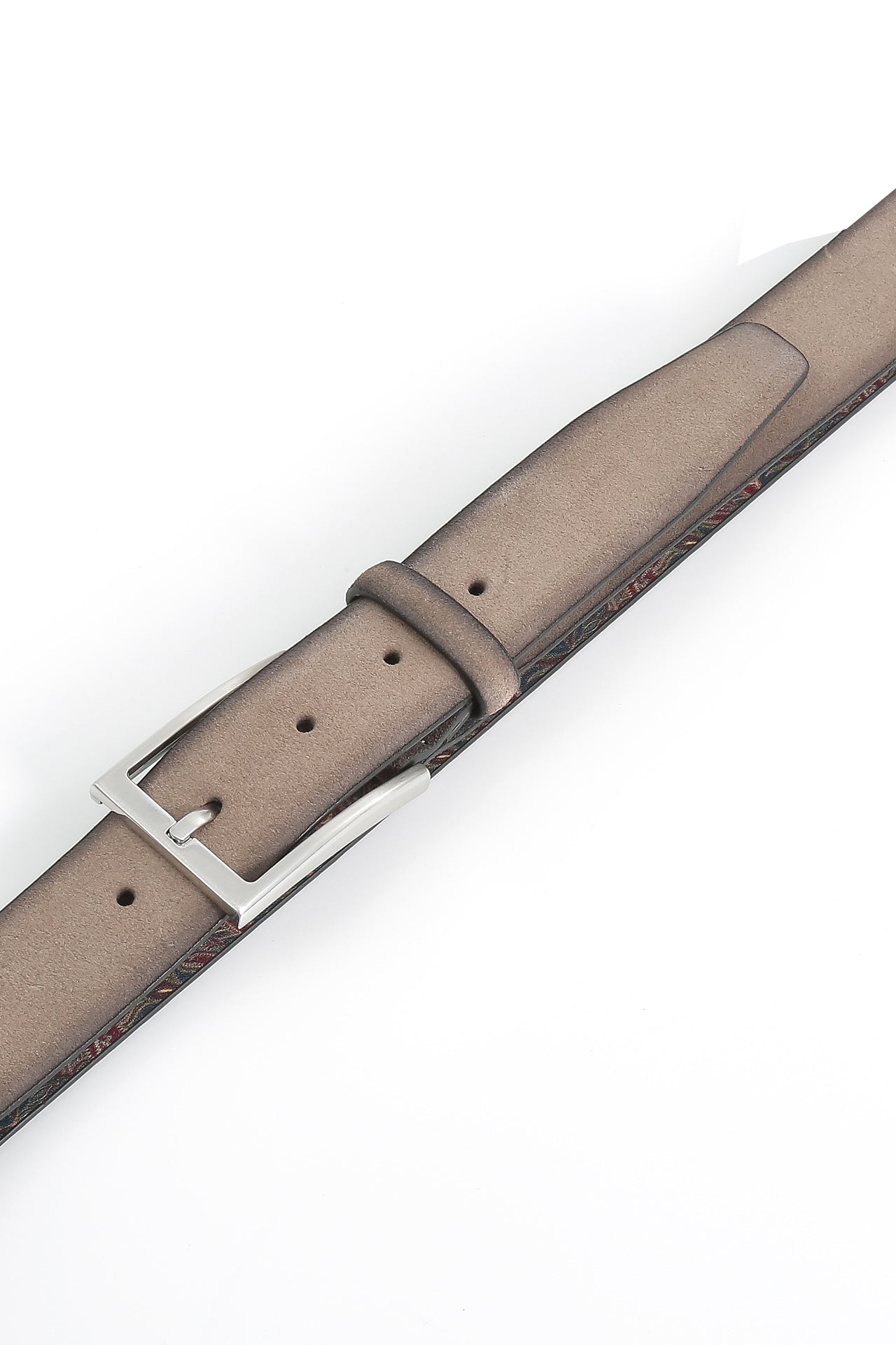 Se‪idenfalter Veloursleder Gürtel - Gürtel geschlossen im Detail - Taupe