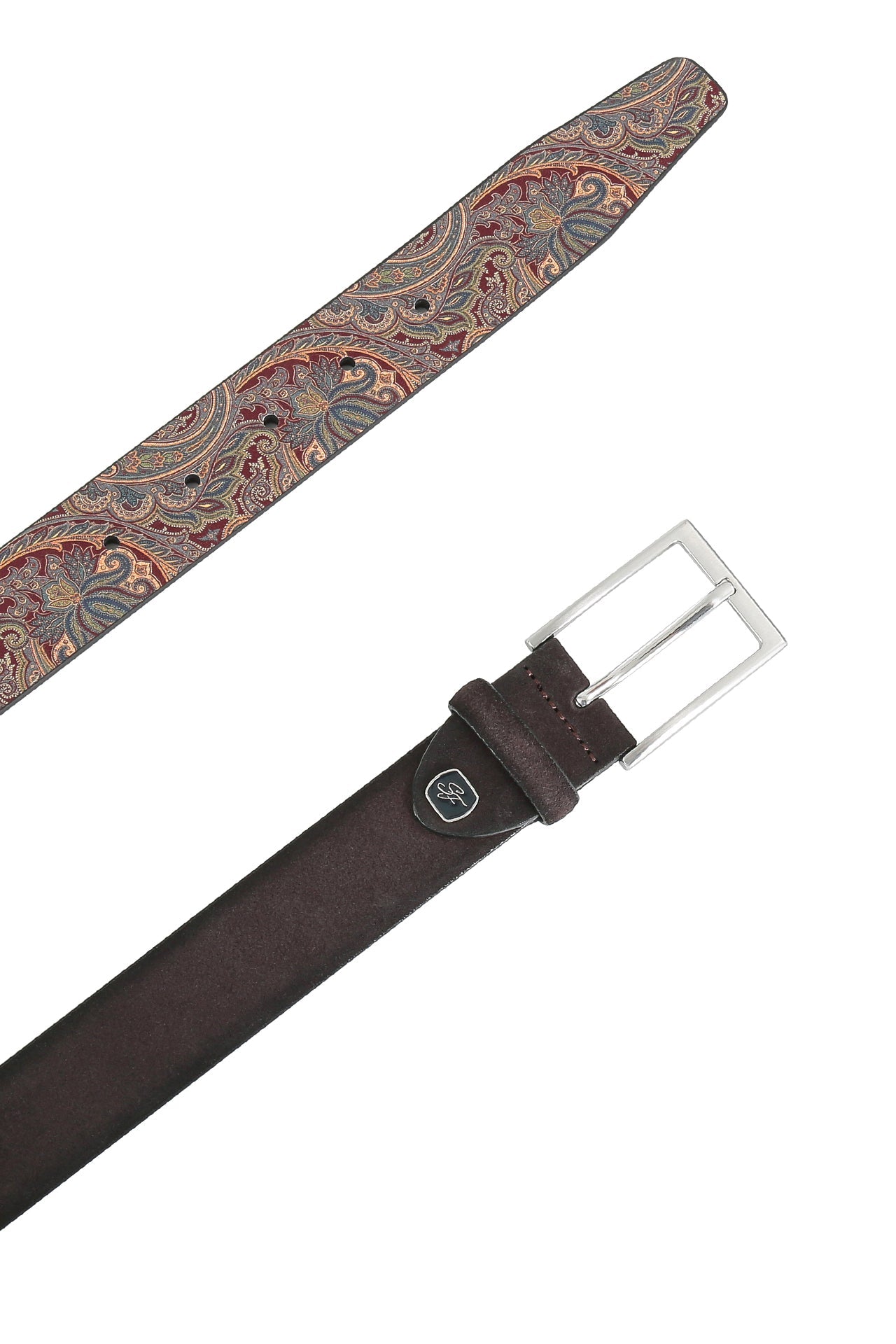 Se‪idenfalter Veloursleder Gürtel - Gürtel geöffnet im Detail - Dunkelbraun