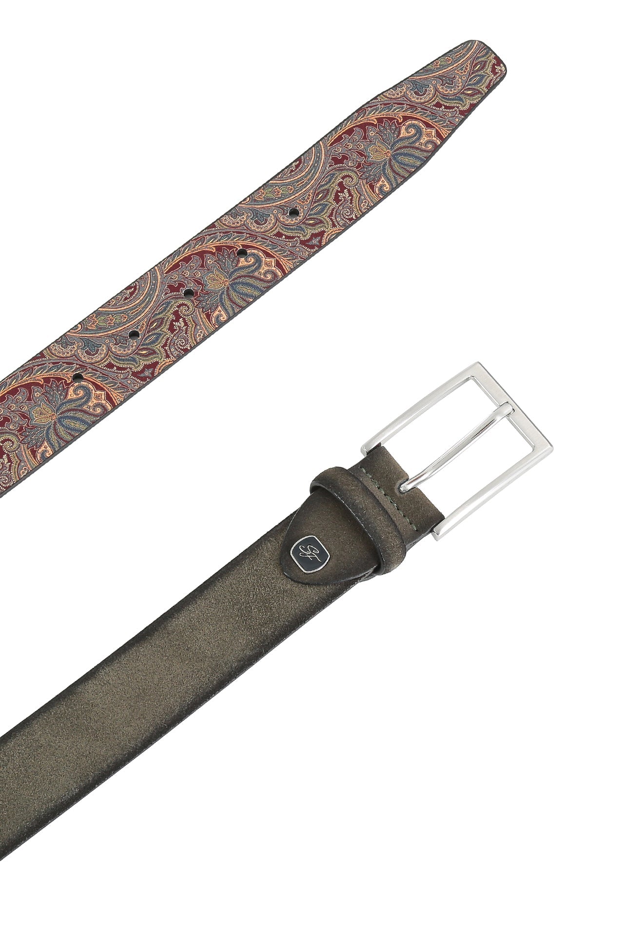 Se‪idenfalter Veloursleder Gürtel - Gürtel geöffnet im Detail - Grün