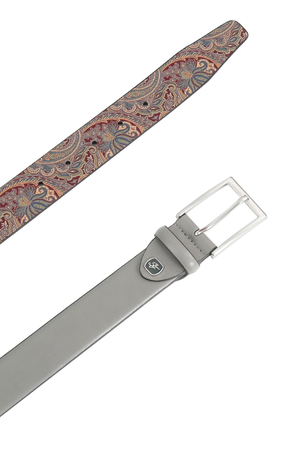 Se‪idenfalter Glattleder Gürtel - Gürtel geöffnet im Detail - Grau