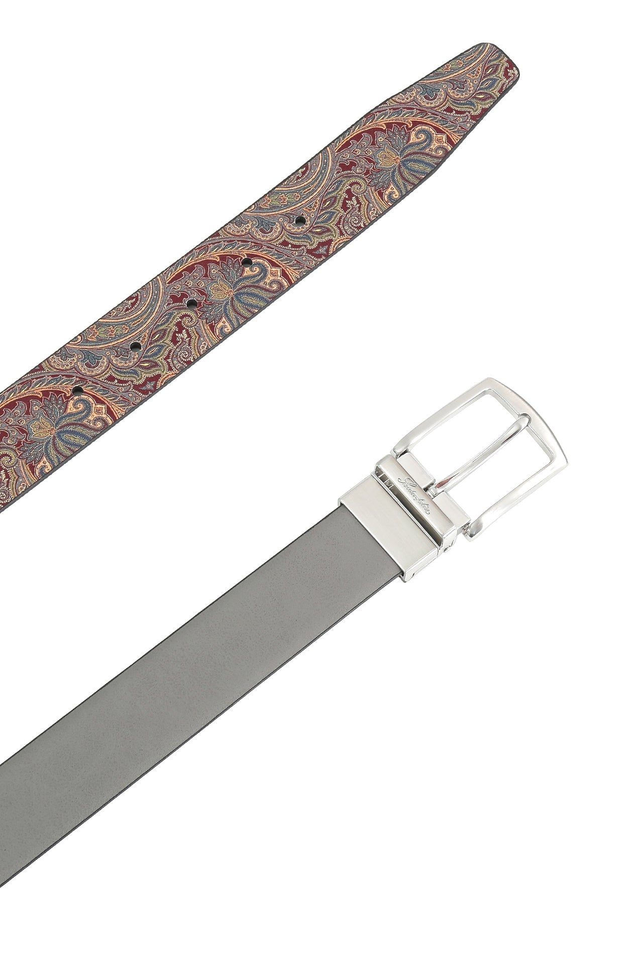 Se‪idenfalter Glattleder Wendegürtel -  Gürtel geöffnet im Detail - Grau