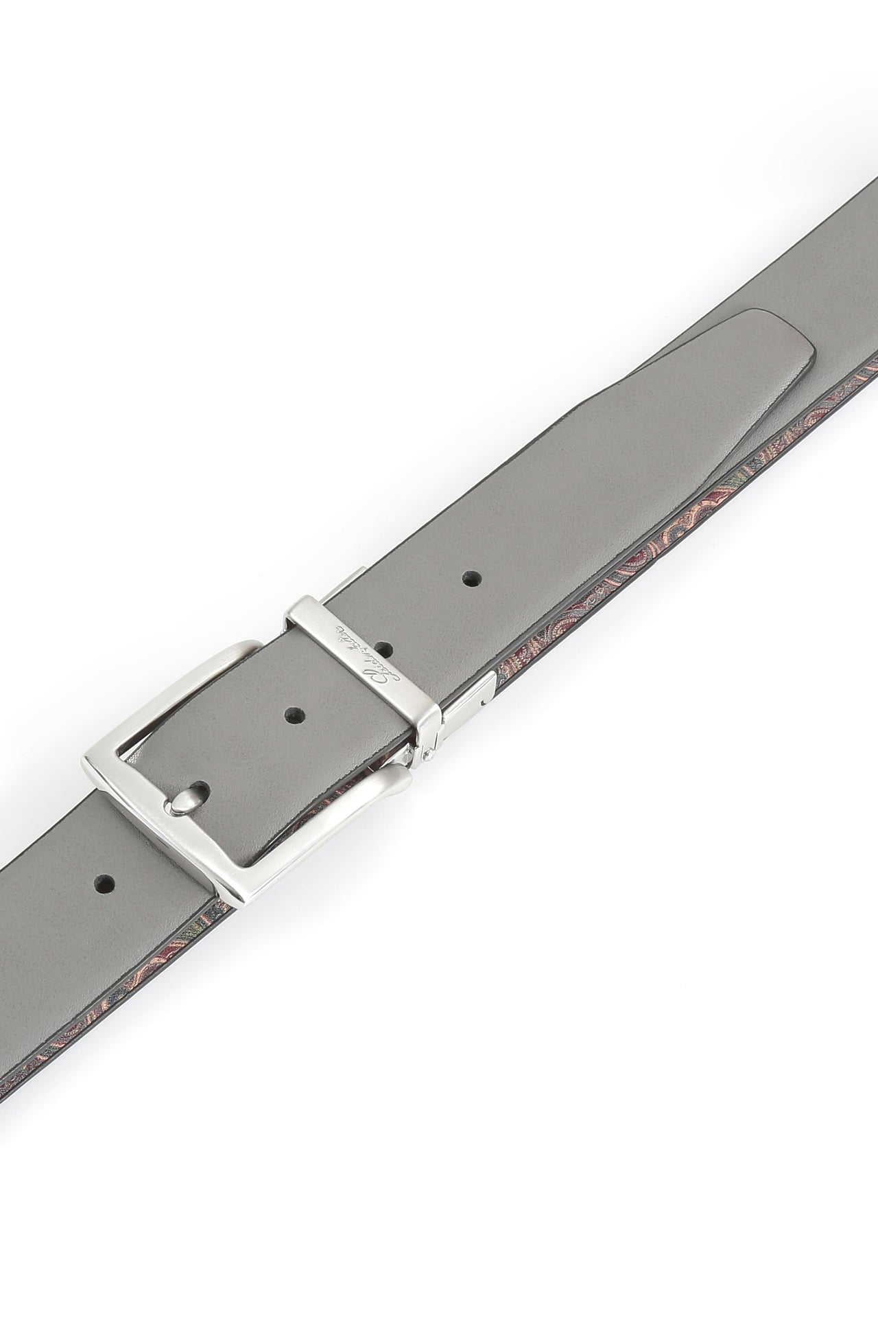 Se‪idenfalter Glattleder Wendegürtel - Gürtel geschlossen im Detail - Grau