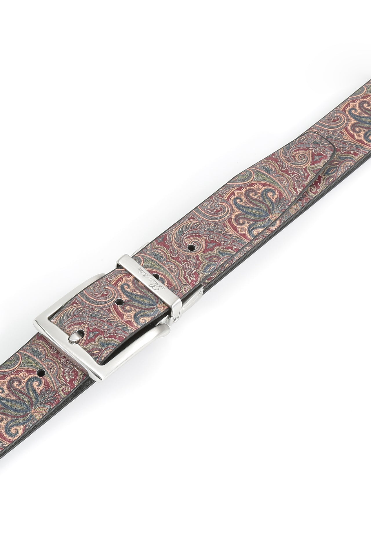 Se‪idenfalter Glattleder Wendegürtel - bedruckte Rückseite - Gürtel geschlossen im Detail - Schwarz