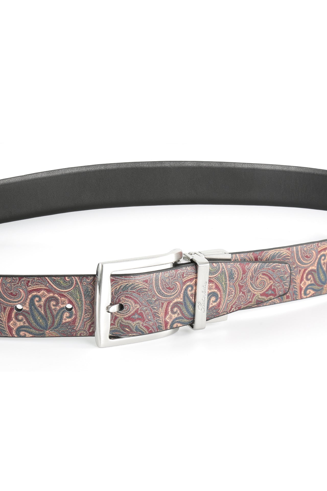 Se‪idenfalter Glattleder Wendegürtel - bedruckte Rückseite - Gürtel geschlossen - Schwarz