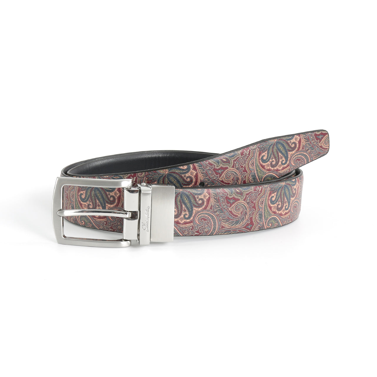 Se‪idenfalter Glattleder Wendegürtel - bedruckte Rückseite - Schwarz