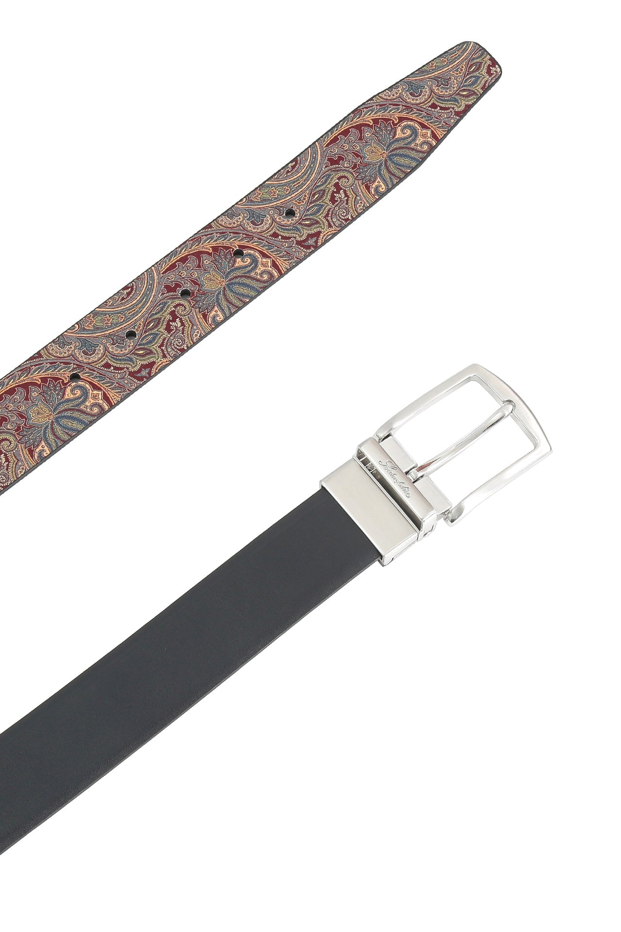 Se‪idenfalter Glattleder Wendegürtel - Gürtel geöffnet im Detail - Dunkelblau