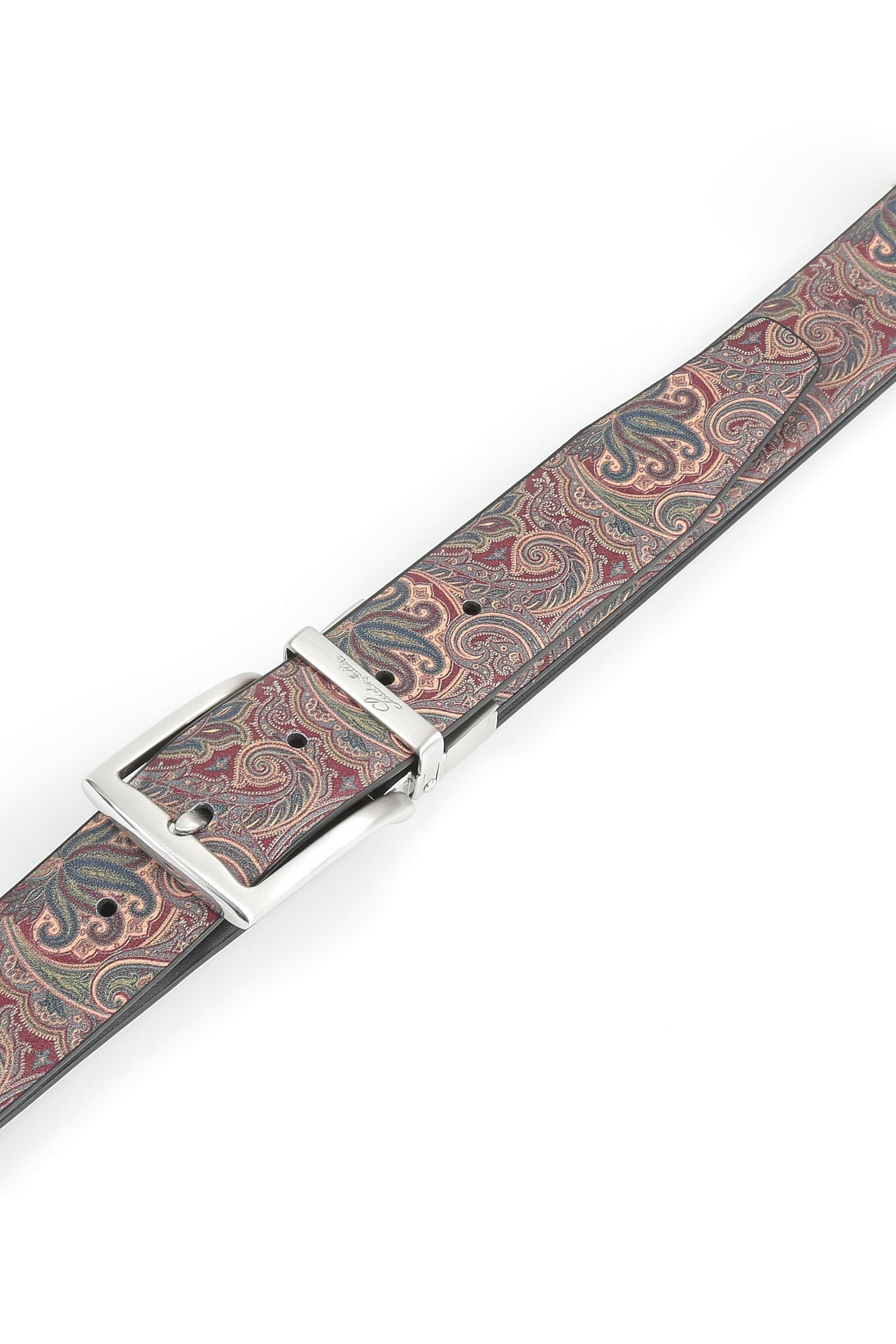 Se‪idenfalter Glattleder Wendegürtel - bedruckte Rückseite - Gürtel geschlossen im Detail - Dunkelblau