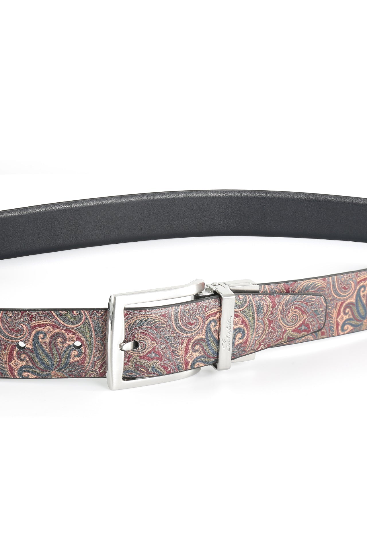 Se‪idenfalter Glattleder Wendegürtel - bedruckte Rückseite - Gürtel geschlossen - Dunkelblau