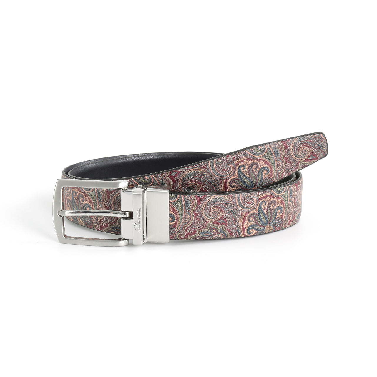 Se‪idenfalter Glattleder Wendegürtel - bedruckte Rückseite - Dunkelblau