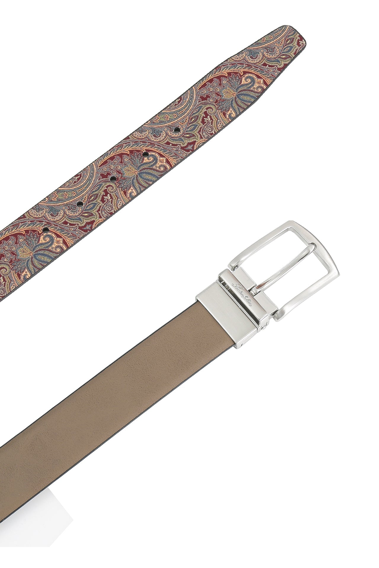 Se‪idenfalter Glattleder Wendegürtel - Gürtel geöffnet im Detail - Taupe