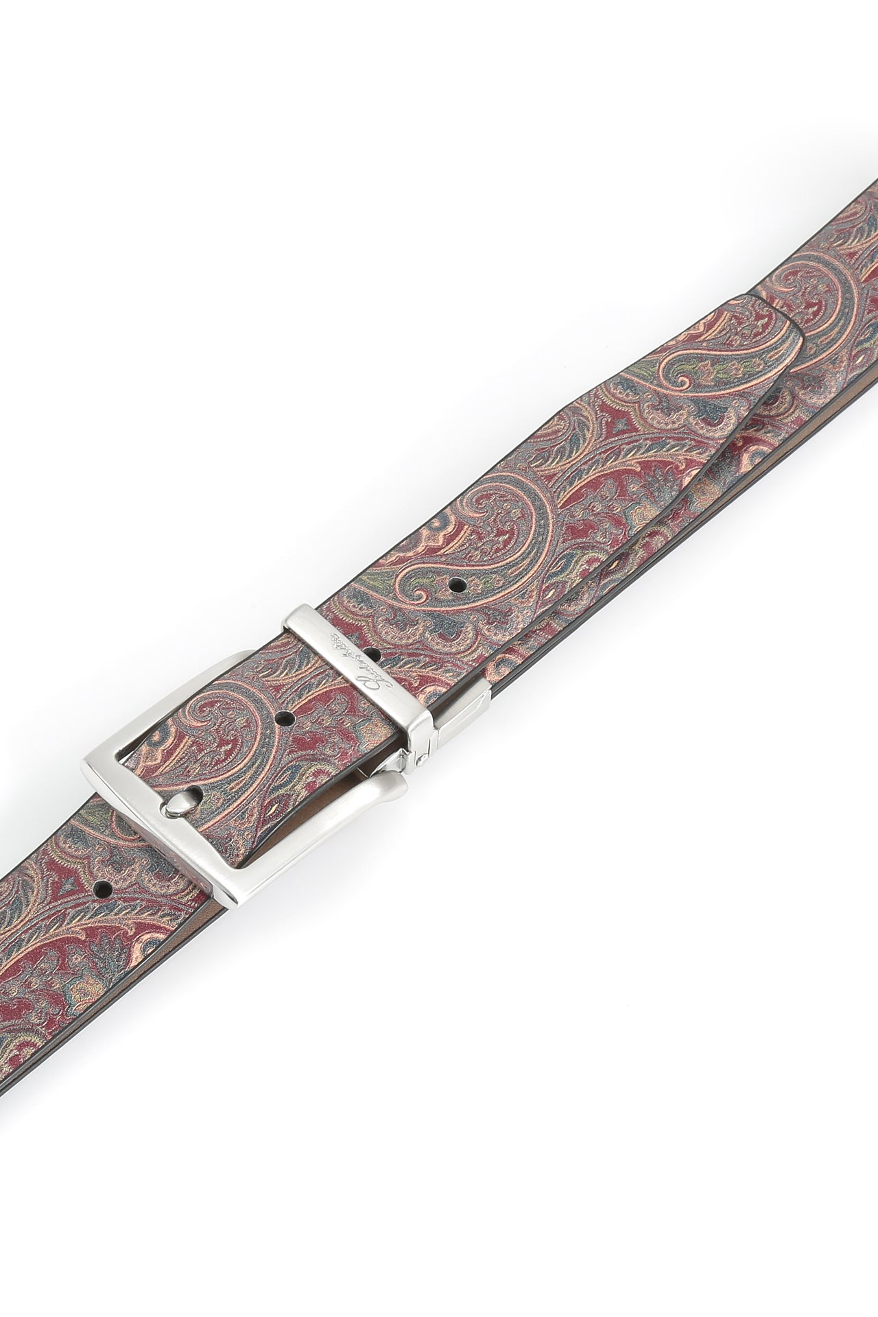 Se‪idenfalter Glattleder Wendegürtel - bedruckte Rückseite - Gürtel geschlossen im Detail - Taupe