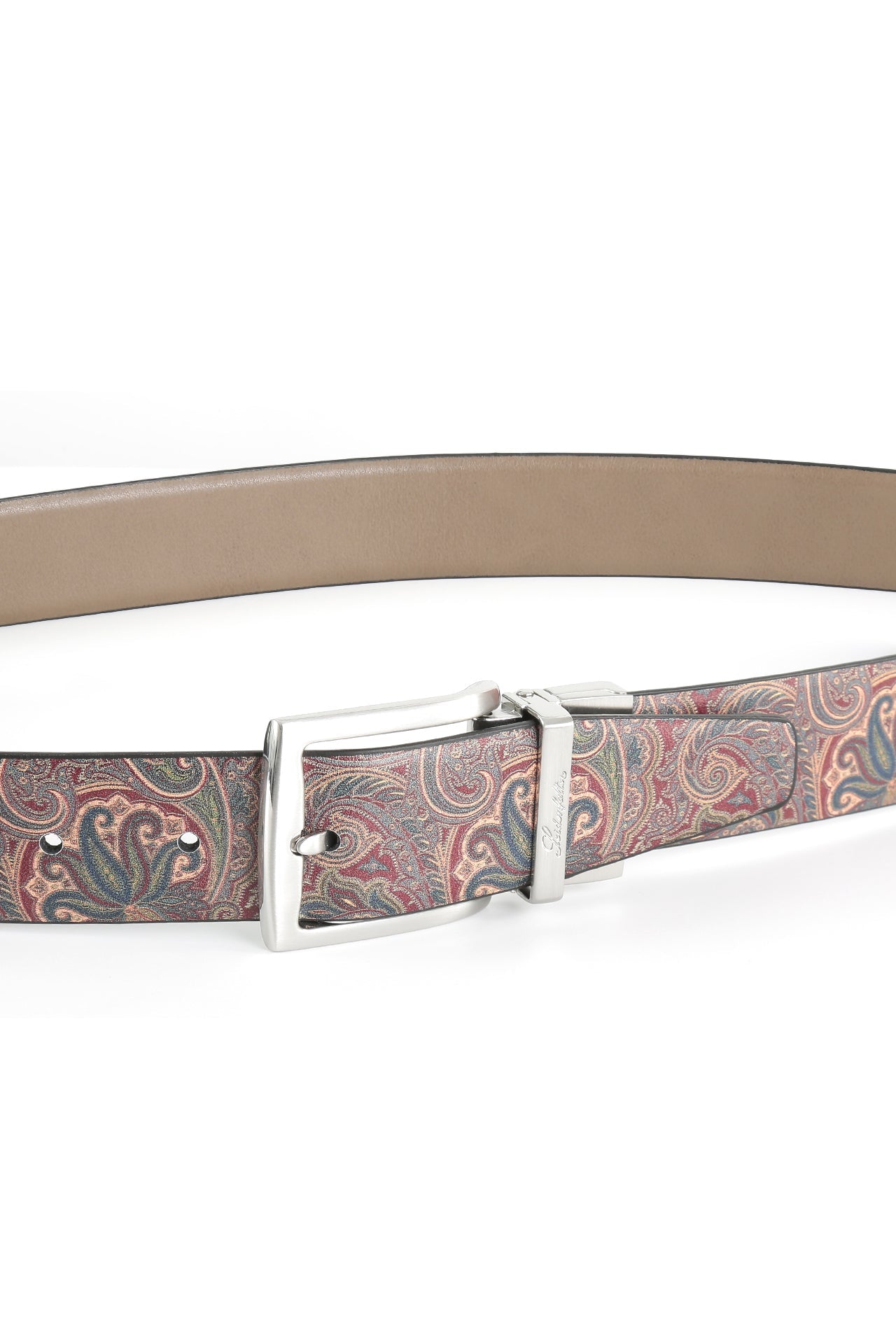 Se‪idenfalter Glattleder Wendegürtel - bedruckte Rückseite - Gürtel geschlossen - Taupe